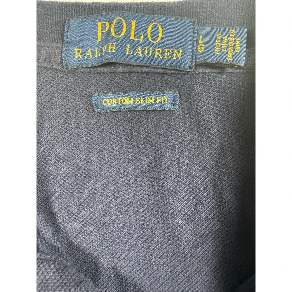 Polo Ralph Lauren Skull Crossbones Polo Shirt Mens L Custom Slim Fit Navy